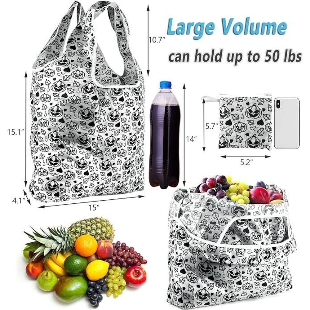 2 Pack Sloth Design Reusable Grocery Bags Vibrant Tote Bag For Groceries, Toys - Picture 3 of 3